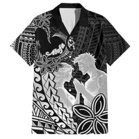 Alofa Samoa Valentine Black Family Matching Off Shoulder Maxi Dress and Hawaiian Shirt Love Is The Greatest Thing LT05 Dad's Shirt - Short Sleeve Black - Polynesian Pride