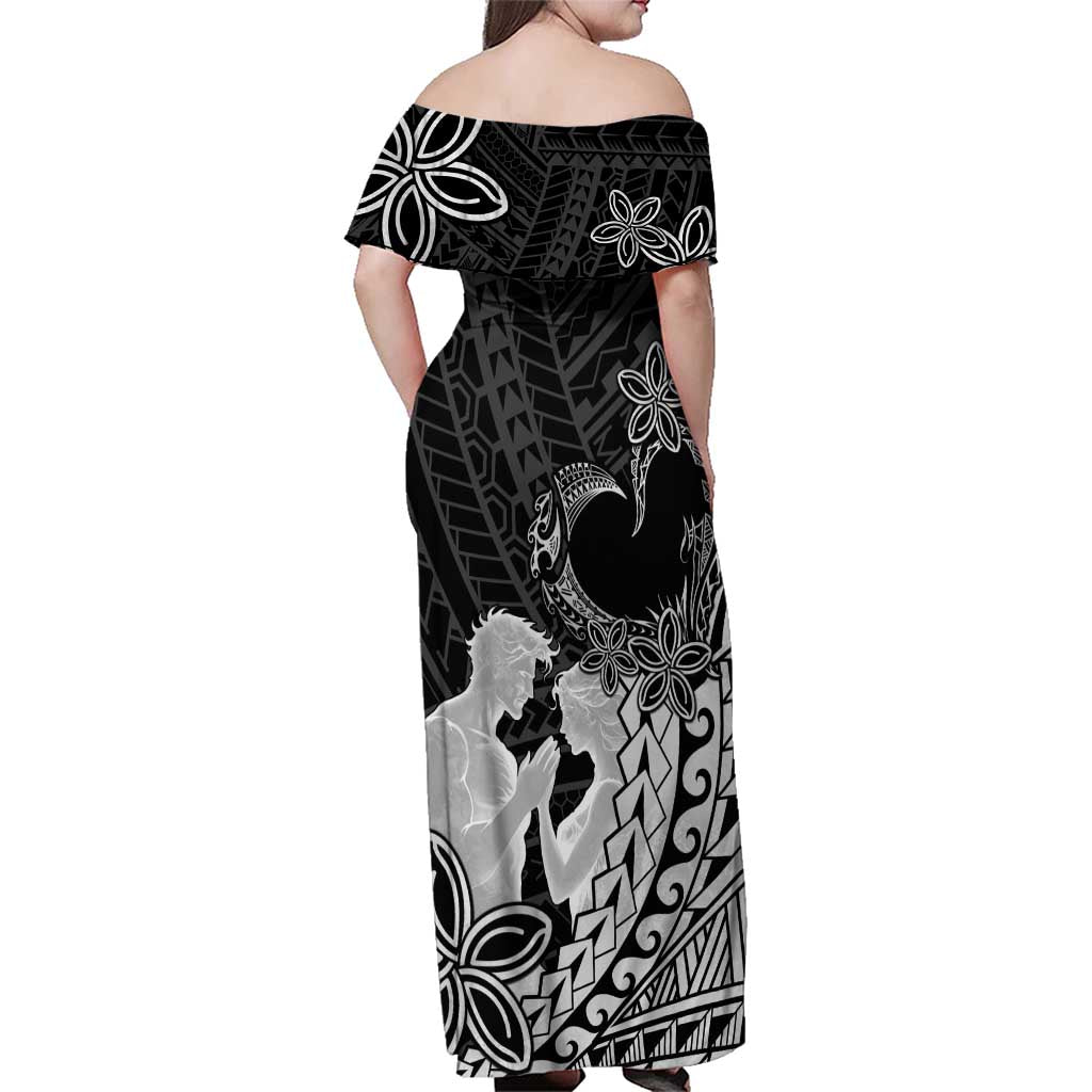 Alofa Samoa Valentine Black Family Matching Off Shoulder Maxi Dress and Hawaiian Shirt Love Is The Greatest Thing LT05 - Polynesian Pride