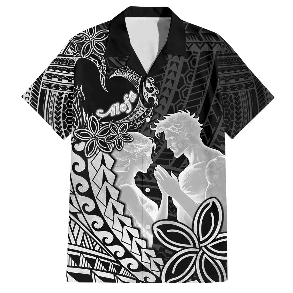 Alofa Samoa Valentine Black Family Matching Off Shoulder Short Dress and Hawaiian Shirt Love Is The Greatest Thing LT05 Dad's Shirt - Short Sleeve Black - Polynesian Pride