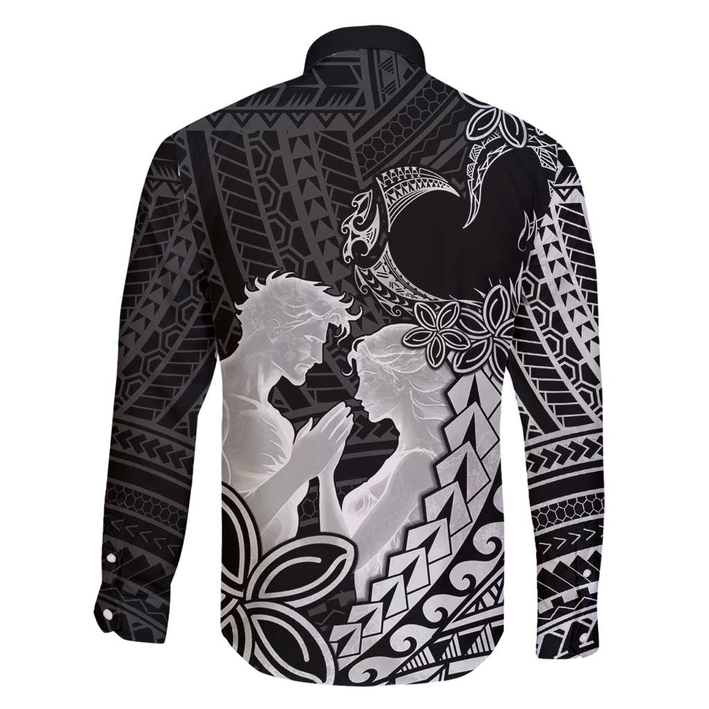 Alofa Samoa Valentine Black Family Matching Off Shoulder Short Dress and Hawaiian Shirt Love Is The Greatest Thing LT05 - Polynesian Pride