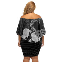 Alofa Samoa Valentine Black Family Matching Off Shoulder Short Dress and Hawaiian Shirt Love Is The Greatest Thing LT05 - Polynesian Pride