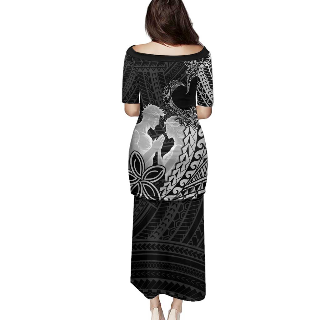 Alofa Samoa Valentine Black Family Matching Puletasi and Hawaiian Shirt Love Is The Greatest Thing LT05 - Polynesian Pride