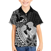 Alofa Samoa Valentine Black Family Matching Puletasi and Hawaiian Shirt Love Is The Greatest Thing LT05 Son's Shirt Black - Polynesian Pride