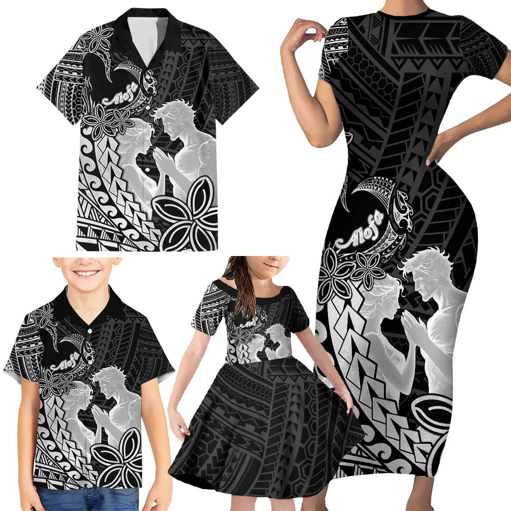 Alofa Samoa Valentine Black Family Matching Short Sleeve Bodycon Dress and Hawaiian Shirt Love Is The Greatest Thing LT05 - Polynesian Pride