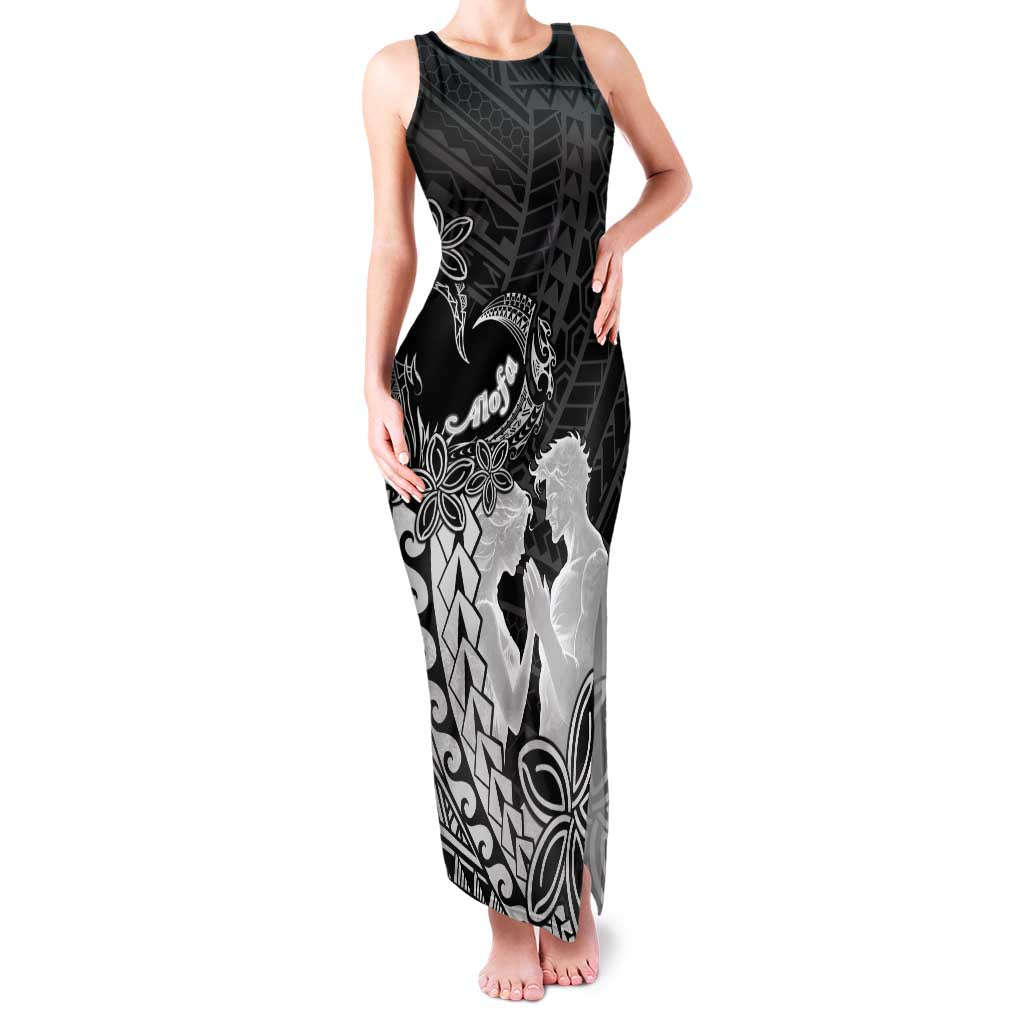 Alofa Samoa Valentine Black Family Matching Tank Maxi Dress and Hawaiian Shirt Love Is The Greatest Thing LT05 Mom's Dress Black - Polynesian Pride