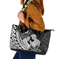 Alofa Samoa Valentine Black Leather Tote Bag Love Is The Greatest Thing LT05 Black - Polynesian Pride