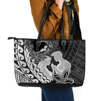 Alofa Samoa Valentine Black Leather Tote Bag Love Is The Greatest Thing LT05 - Polynesian Pride