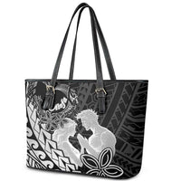 Alofa Samoa Valentine Black Leather Tote Bag Love Is The Greatest Thing LT05 - Polynesian Pride