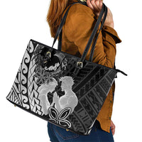 Alofa Samoa Valentine Black Leather Tote Bag Love Is The Greatest Thing LT05 - Polynesian Pride
