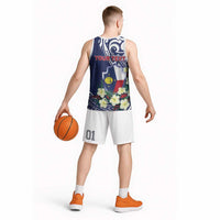 Personalised Wake Island Basketball Jersey Tribal Pattern With Hibiscus Flowers LT05 - Polynesian Pride