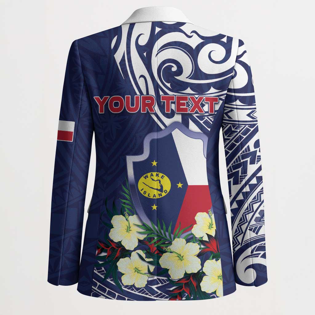 Personalised Wake Island Blazer Tribal Pattern With Hibiscus Flowers