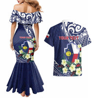 Personalised Wake Island Couples Matching Mermaid Dress and Hawaiian Shirt Tribal Pattern With Hibiscus Flowers LT05 - Polynesian Pride