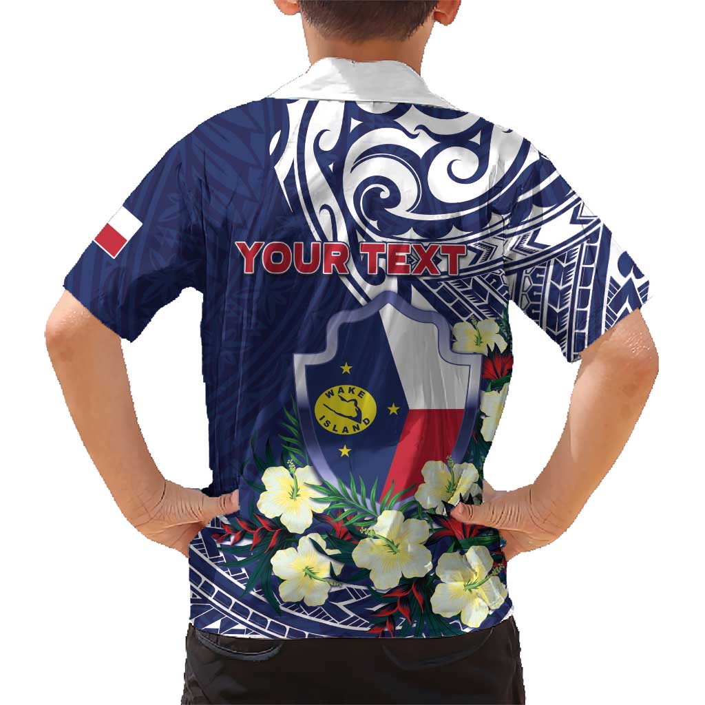Personalised Wake Island Family Matching Long Sleeve Bodycon Dress and Hawaiian Shirt Tribal Pattern With Hibiscus Flowers LT05 - Polynesian Pride