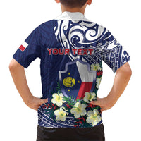 Personalised Wake Island Family Matching Long Sleeve Bodycon Dress and Hawaiian Shirt Tribal Pattern With Hibiscus Flowers LT05 - Polynesian Pride