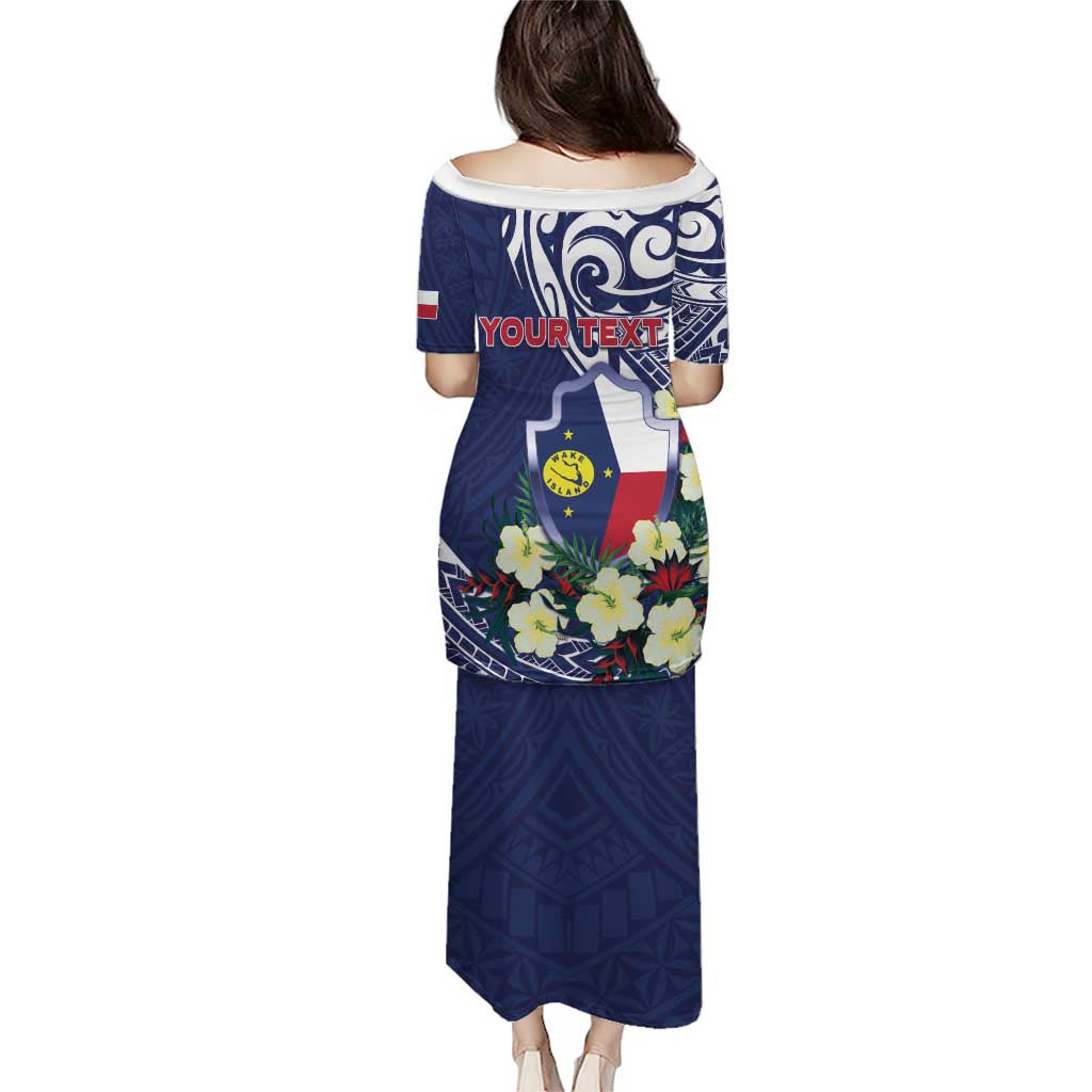 Personalised Wake Island Family Matching Puletasi and Hawaiian Shirt Tribal Pattern With Hibiscus Flowers LT05 - Polynesian Pride