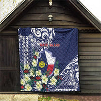 Wake Island Quilt Tribal Pattern With Hibiscus Flowers