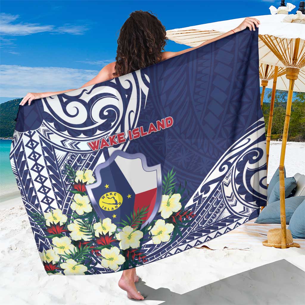 Wake Island Sarong Tribal Pattern With Hibiscus Flowers