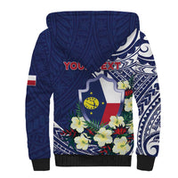 Personalised Wake Island Sherpa Hoodie Tribal Pattern With Hibiscus Flowers LT05 - Polynesian Pride