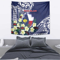 Wake Island Tapestry Tribal Pattern With Hibiscus Flowers