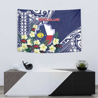 Wake Island Tapestry Tribal Pattern With Hibiscus Flowers