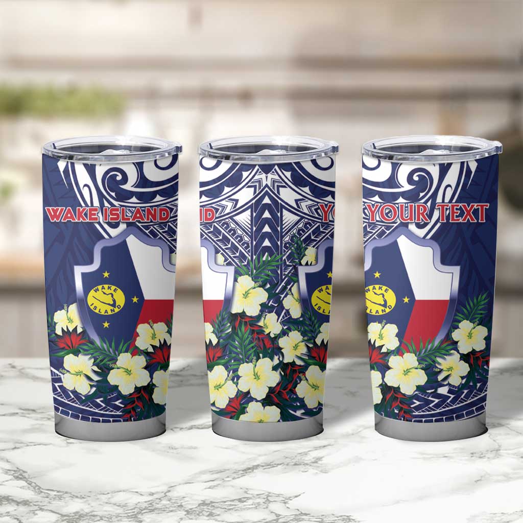 Personalised Wake Island Tumbler Cup Tribal Pattern With Hibiscus Flowers LT05 - Polynesian Pride