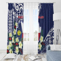 Wake Island Window Curtain Tribal Pattern With Hibiscus Flowers