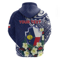 Personalised Wake Island Zip Hoodie Tribal Pattern With Hibiscus Flowers LT05 - Polynesian Pride