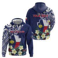 Personalised Wake Island Zip Hoodie Tribal Pattern With Hibiscus Flowers LT05 - Polynesian Pride