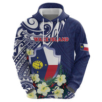 Personalised Wake Island Zip Hoodie Tribal Pattern With Hibiscus Flowers LT05 - Polynesian Pride