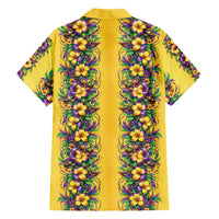 Aloha Hawaii Mardi Gras Family Matching Long Sleeve Bodycon Dress and Hawaiian Shirt Gold Style LT05 - Polynesian Pride