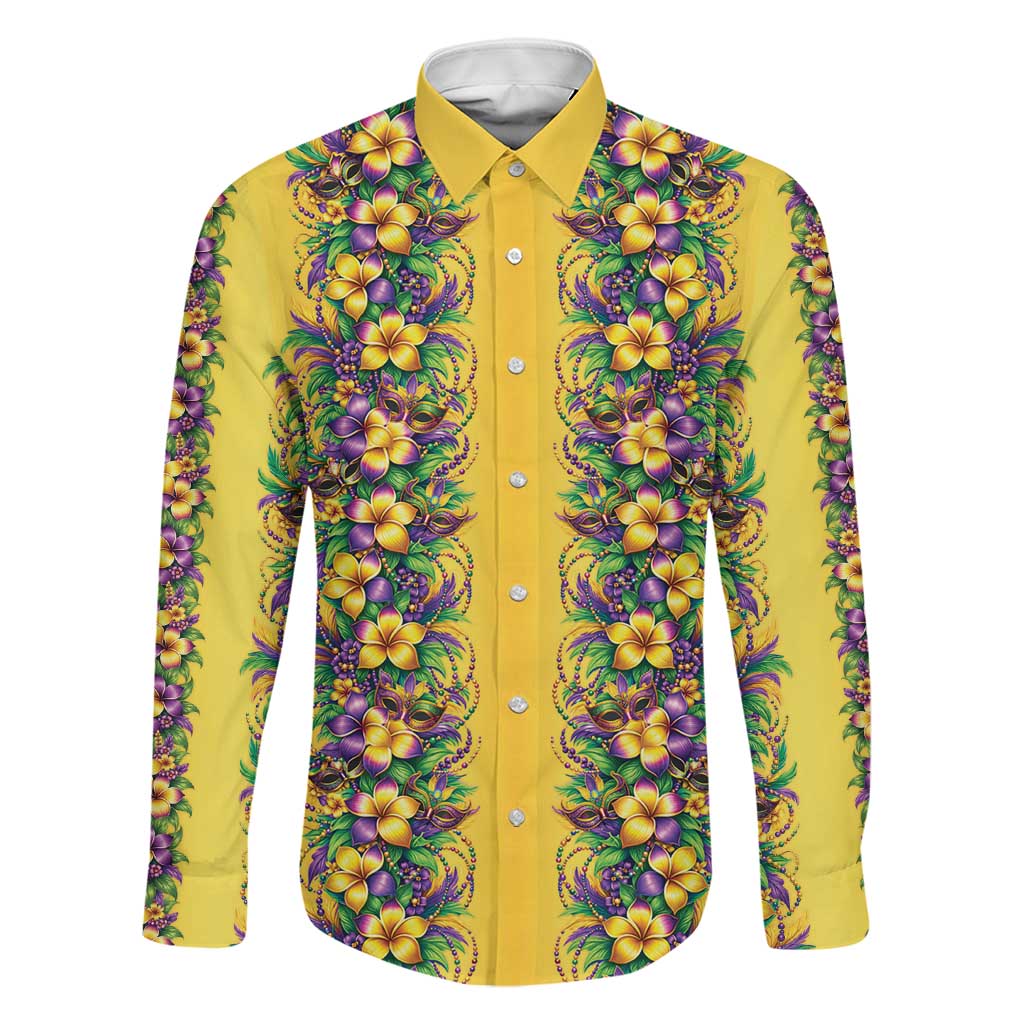Aloha Hawaii Mardi Gras Family Matching Off Shoulder Maxi Dress and Hawaiian Shirt Gold Style LT05 Dad's Shirt - Long Sleeve Gold - Polynesian Pride