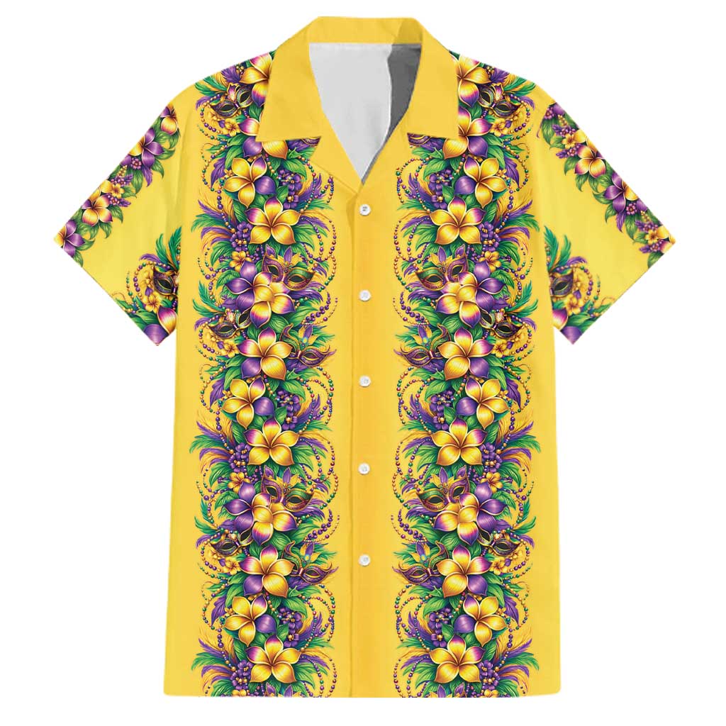 Aloha Hawaii Mardi Gras Family Matching Off Shoulder Short Dress and Hawaiian Shirt Gold Style LT05 Dad's Shirt - Short Sleeve Gold - Polynesian Pride