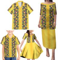 Aloha Hawaii Mardi Gras Family Matching Puletasi and Hawaiian Shirt Gold Style LT05 - Polynesian Pride