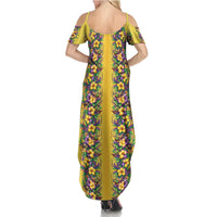Aloha Hawaii Mardi Gras Summer Maxi Dress Gold Style LT05 - Polynesian Pride