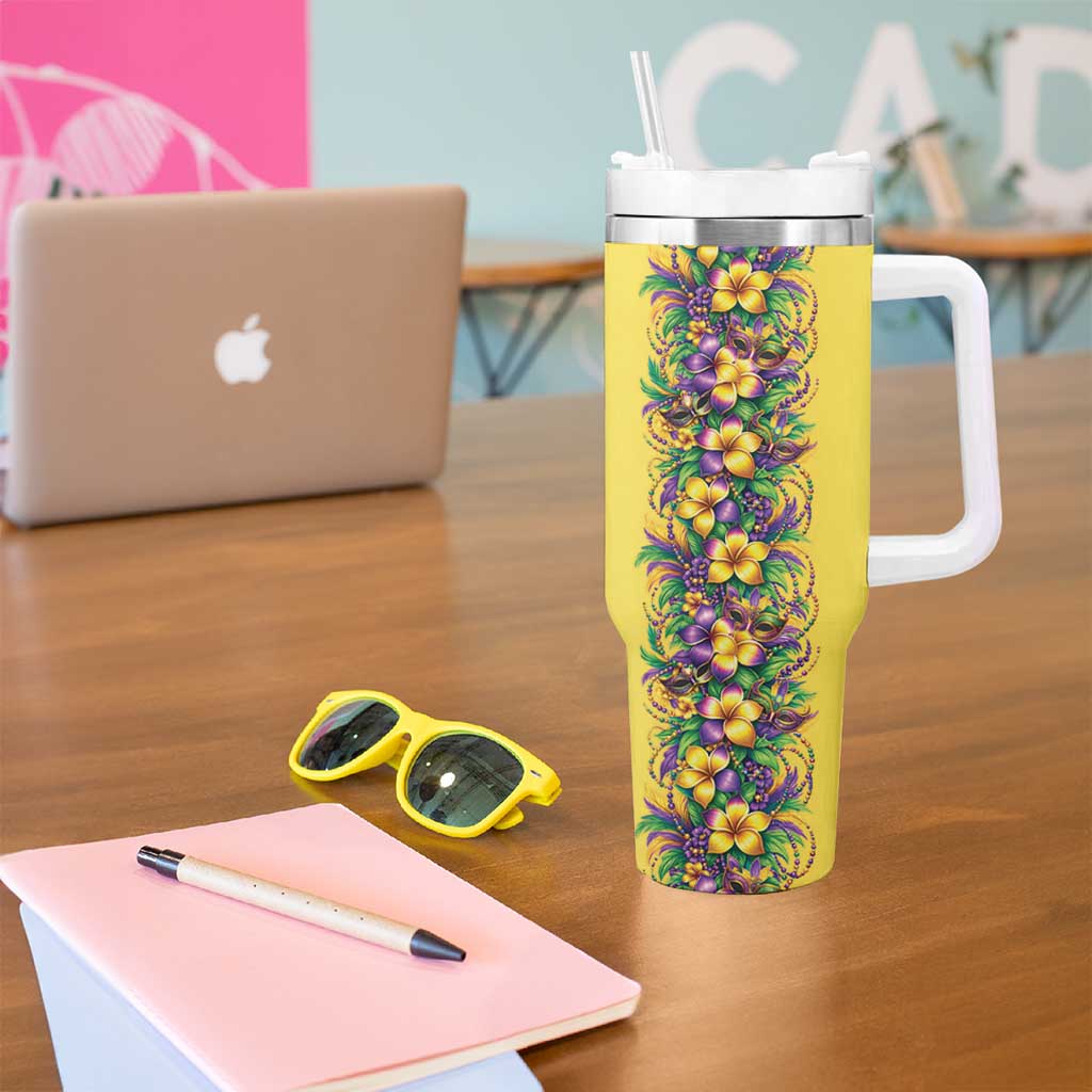 Aloha Hawaii Mardi Gras Tumbler With Handle Gold Style