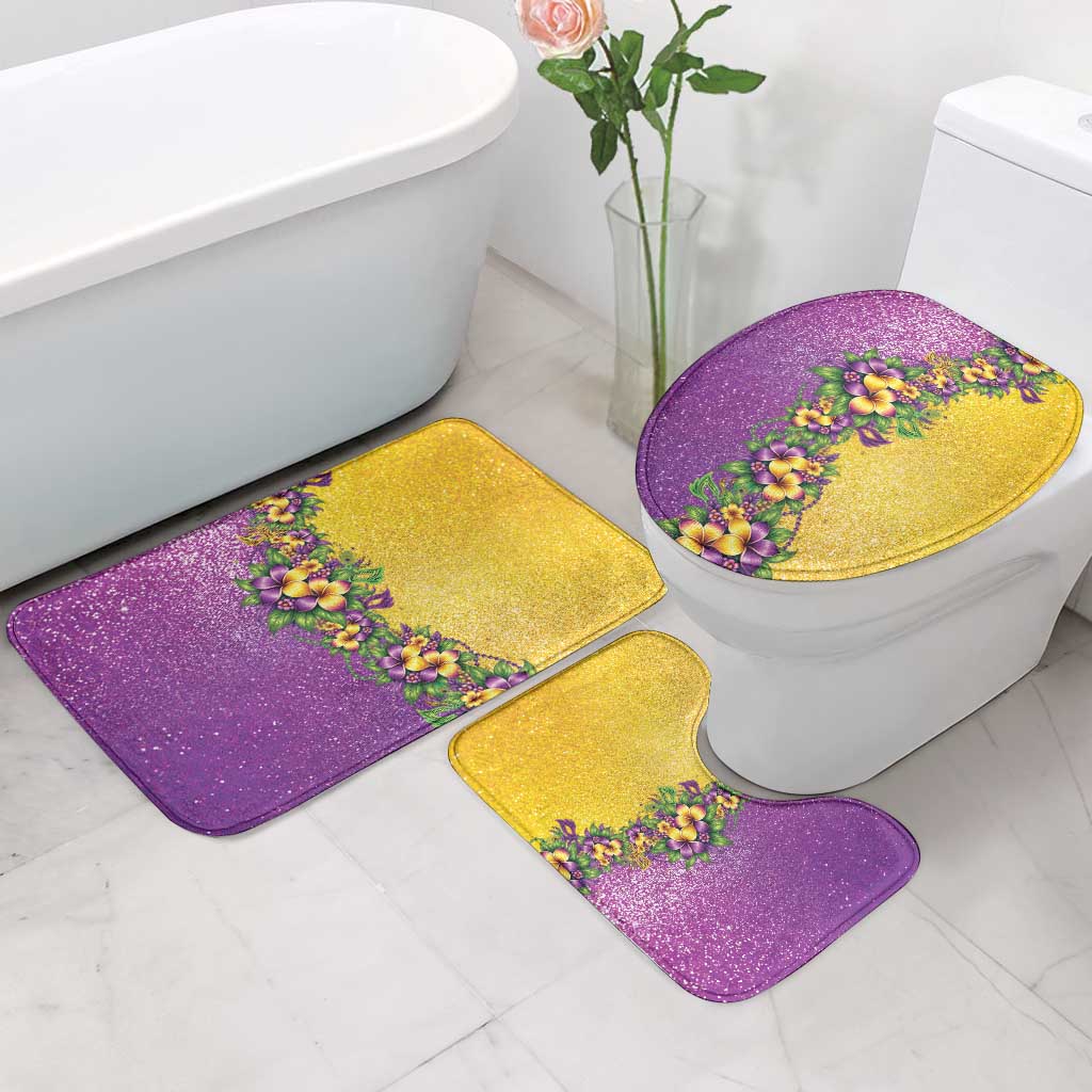 Hawaii Mardi Gras Bathroom Set Plumeria Lei Beads Glitter Style