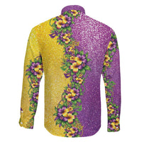 Hawaii Mardi Gras Family Matching Off Shoulder Maxi Dress and Hawaiian Shirt Plumeria Lei Beads Glitter Style LT05 - Polynesian Pride