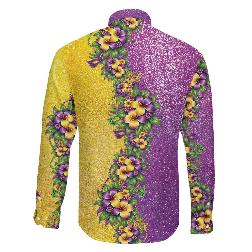 Hawaii Mardi Gras Family Matching Off Shoulder Short Dress and Hawaiian Shirt Plumeria Lei Beads Glitter Style LT05 - Polynesian Pride