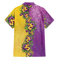 Hawaii Mardi Gras Family Matching Summer Maxi Dress and Hawaiian Shirt Plumeria Lei Beads Glitter Style LT05 - Polynesian Pride
