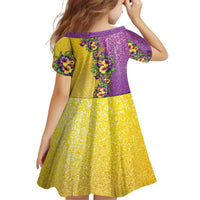 Hawaii Mardi Gras Kid Short Sleeve Dress Plumeria Lei Beads Glitter Style LT05 - Polynesian Pride