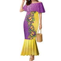 Hawaii Mardi Gras Mermaid Dress Plumeria Lei Beads Glitter Style