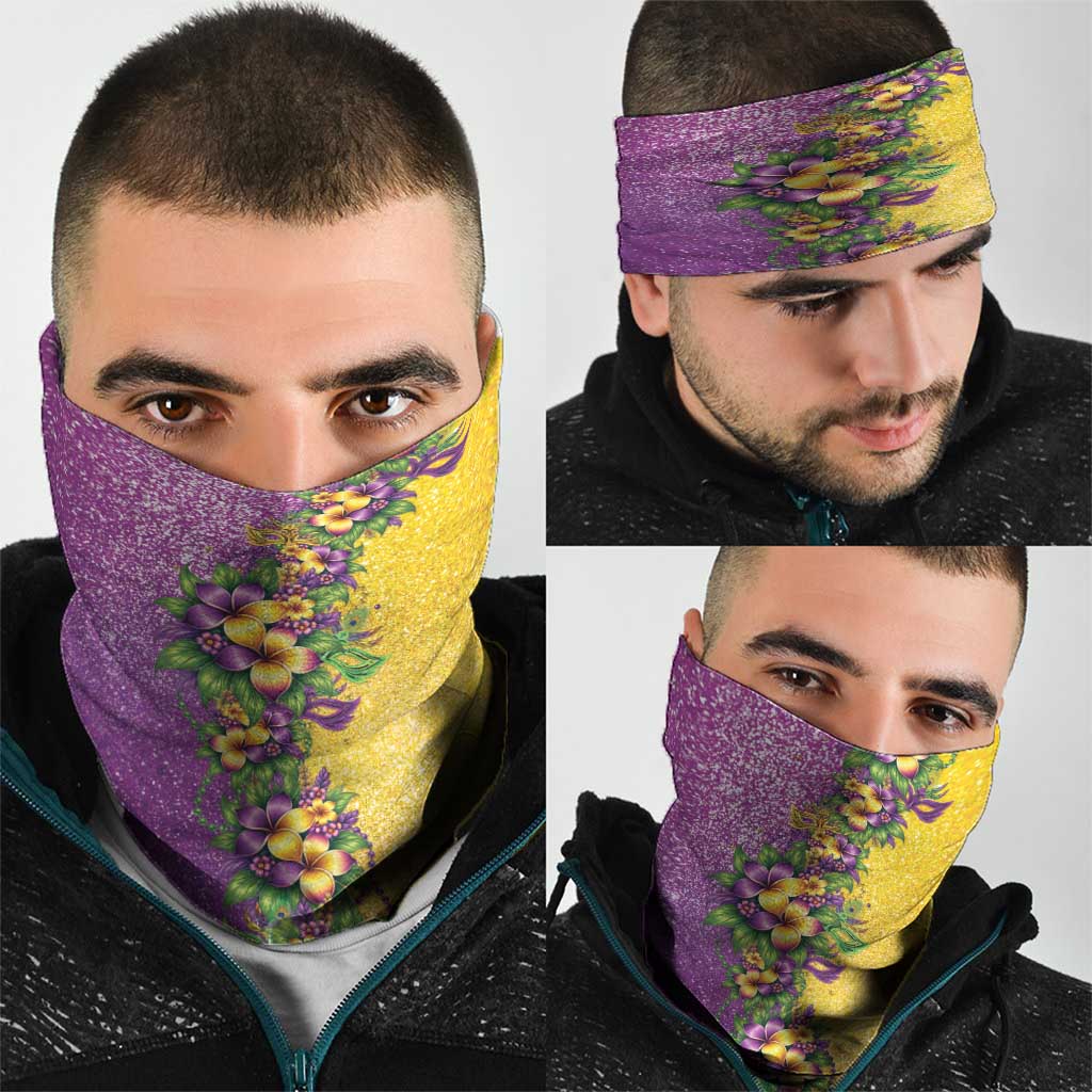 Hawaii Mardi Gras Neck Gaiter Plumeria Lei Beads Glitter Style LT05 - Polynesian Pride