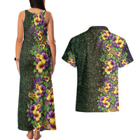 Hawaii Mardi Gras Couples Matching Tank Maxi Dress and Hawaiian Shirt Tropical Flowers Glitter Style LT05 - Polynesian Pride