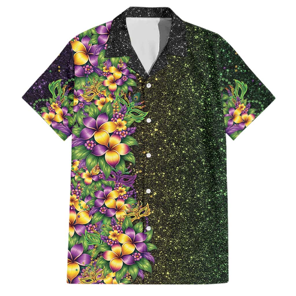 Hawaii Mardi Gras Family Matching Long Sleeve Bodycon Dress and Hawaiian Shirt Tropical Flowers Glitter Style LT05 Dad's Shirt - Short Sleeve Black - Polynesian Pride
