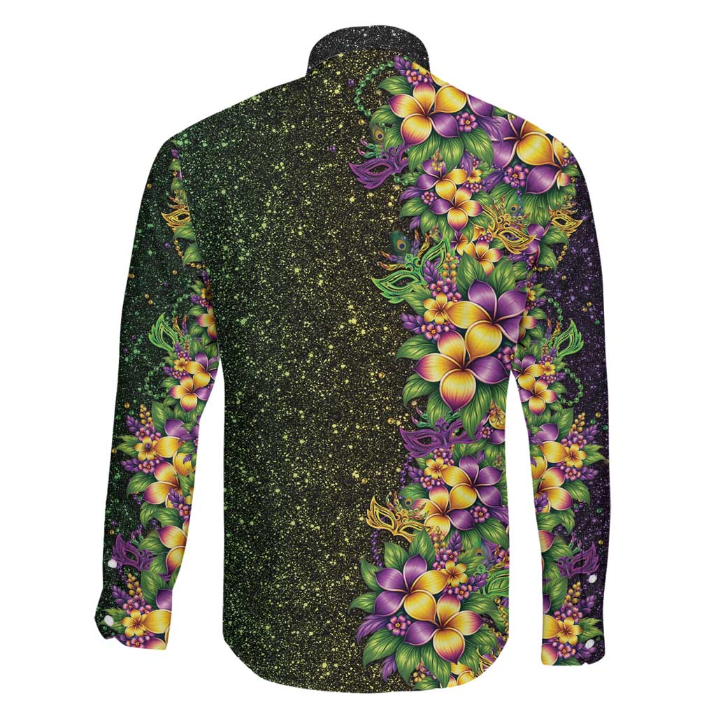 Hawaii Mardi Gras Family Matching Off The Shoulder Long Sleeve Dress and Hawaiian Shirt Tropical Flowers Glitter Style LT05 - Polynesian Pride