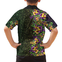 Hawaii Mardi Gras Family Matching Off Shoulder Maxi Dress and Hawaiian Shirt Tropical Flowers Glitter Style LT05 - Polynesian Pride