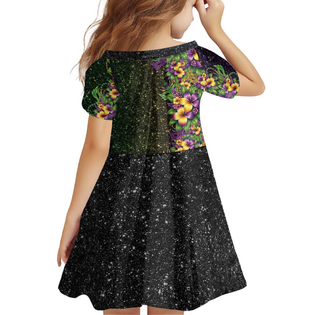 Hawaii Mardi Gras Family Matching Off Shoulder Short Dress and Hawaiian Shirt Tropical Flowers Glitter Style LT05 - Polynesian Pride