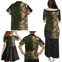 Hawaii Mardi Gras Family Matching Puletasi and Hawaiian Shirt Tropical Flowers Glitter Style LT05 - Polynesian Pride