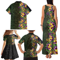 Hawaii Mardi Gras Family Matching Tank Maxi Dress and Hawaiian Shirt Tropical Flowers Glitter Style LT05 - Polynesian Pride