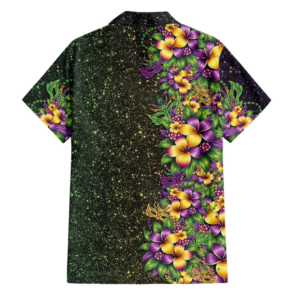 Hawaii Mardi Gras Hawaiian Shirt Tropical Flowers Glitter Style